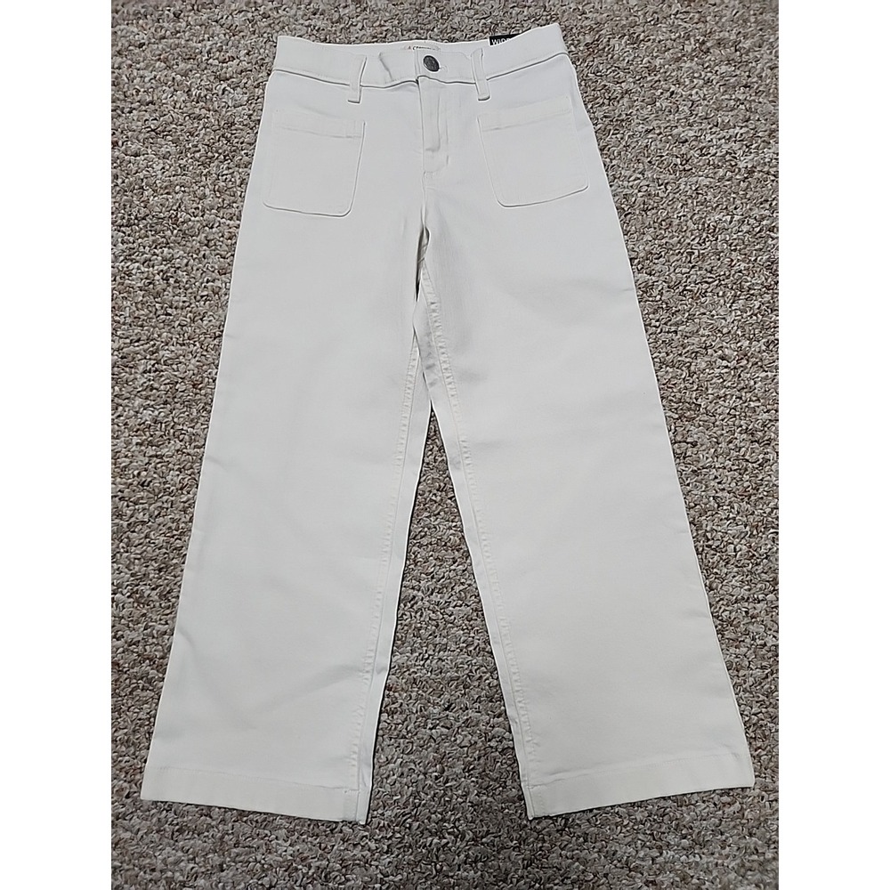 J. Crew‎ Crewcuts 8 Girls Wide Leg Patch Pocket Jeans NWT Off White